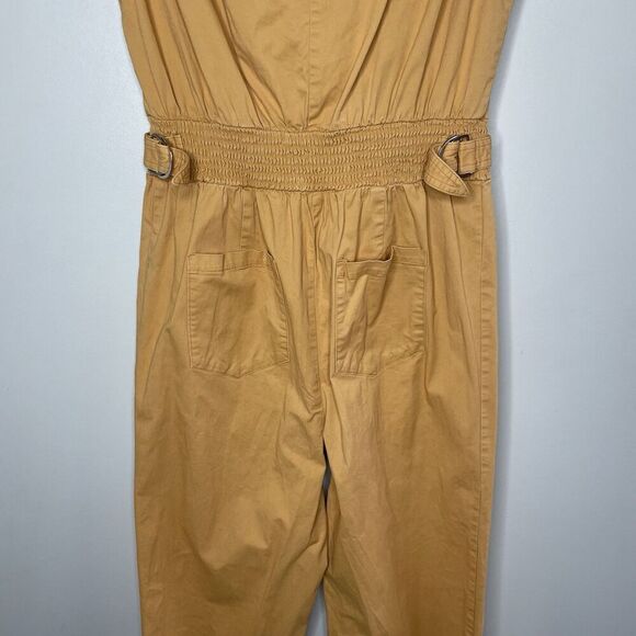 THAKOON Khaki Jumpsuit Women 4 Sleeveless Button Front Orange Cotton Blend - Picture 13 of 16